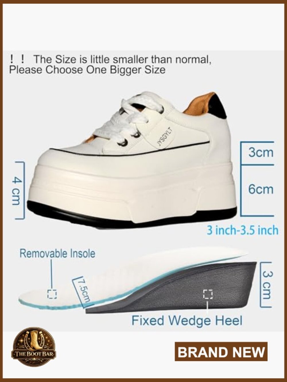 Platform Sneakers with 3.5 Inch Heel, Cushioned Arch Support, Non-Slip Sole - Picture 3 of 7